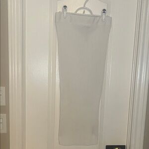 Zara White Ribbed Pencil Skirt